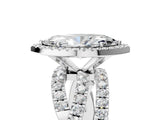 White gold Marquise Cut Diamond Halo Ring with Round Split Shank and Prong Setting_17