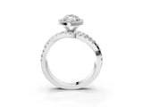 White gold Marquise Cut Diamond Halo Ring with Round Split Shank and Prong Setting_51