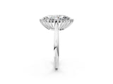 White gold Marquise Cut Diamond Halo Ring with Solitaire Band and Prong Setting_85