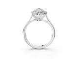 White gold Marquise Cut Diamond Halo Ring with Solitaire Band and Prong Setting_86