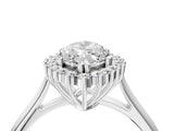 White gold Marquise Cut Diamond Halo Ring with Solitaire Band and Prong Setting_87