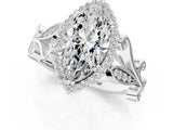White gold Marquise Cut Diamond Halo Ring with Vintage Split Shank and Four-Prong Setting_62