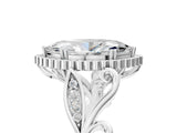White gold Marquise Cut Diamond Halo Ring with Vintage Split Shank and Four-Prong Setting_64