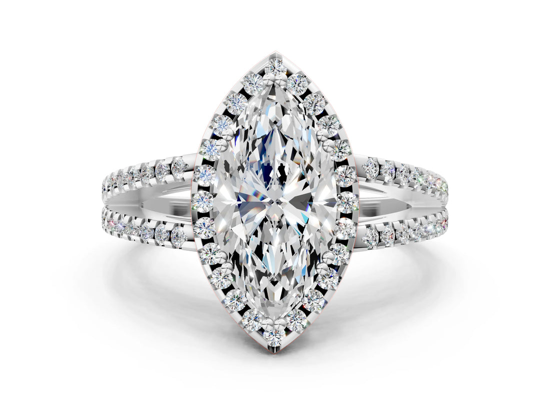 White gold Marquise Cut Diamond Halo Split Shank Engagement Ring_40