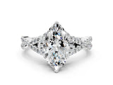 White gold Marquise Cut Diamond  Halo Twist Band Solitaire Prong Setting Ring_119