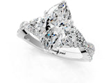 White gold Marquise Cut Diamond  Halo Twist Band Solitaire Prong Setting Ring_120