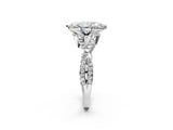 White gold Marquise Cut Diamond  Halo Twist Band Solitaire Prong Setting Ring_121