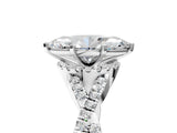 White gold Marquise Cut Diamond  Halo Twist Band Solitaire Prong Setting Ring_124