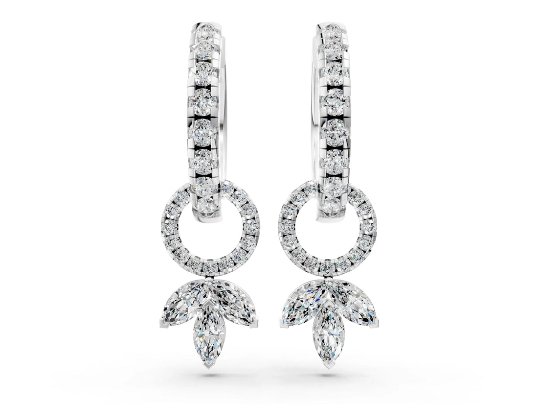 White gold Marquise Cut Diamond Link Drop Earrings_24