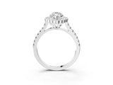 White gold Marquise Cut Diamond Milgrain Floral Halo Engagement Ring with Pavé Band_24