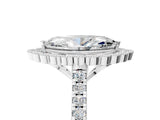 White gold Marquise Cut Diamond Milgrain Floral Halo Engagement Ring with Pavé Band_26