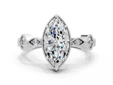 White gold Marquise Cut Diamond Milgrain Marquise Band with Prong Setting_5