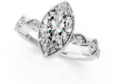 White gold Marquise Cut Diamond Milgrain Marquise Band with Prong Setting_6