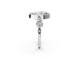 White gold Marquise Cut Diamond Milgrain Marquise Band with Prong Setting_7