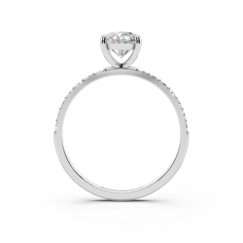 White gold Marquise Cut Diamond Pavé Band Solitaire Ring with Four-Prong Setting_11