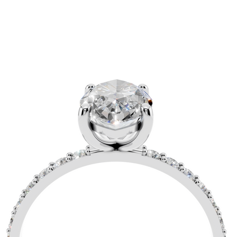 White gold Marquise Cut Diamond Pavé Band Solitaire Ring with Four-Prong Setting_14