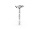 White gold Marquise Cut Diamond Pavé Band Solitaire Ring with Prong Setting_100