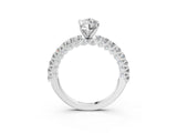 White gold Marquise Cut Diamond Pavé Band Solitaire Ring with Prong Setting_101