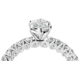 White gold Marquise Cut Diamond Pavé Band Solitaire Ring with Prong Setting_102
