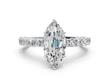 White gold Marquise Cut Diamond Pavé Band Solitaire Ring with Prong Setting_102