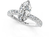 White gold Marquise Cut Diamond Pavé Band Solitaire Ring with Prong Setting_103
