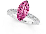 White gold Marquise Cut Diamond Pavé Band Solitaire Ring with Prong Setting_1