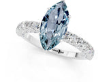 White gold Marquise Cut Diamond Pavé Band Solitaire Ring with Prong Setting_1