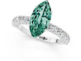 White gold Marquise Cut Diamond Pavé Band Solitaire Ring with Prong Setting_1