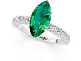 White gold Marquise Cut Diamond Pavé Band Solitaire Ring with Prong Setting_1