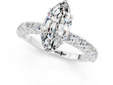 White gold Marquise Cut Diamond Pavé Band Solitaire Ring with Prong Setting_1