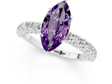White gold Marquise Cut Diamond Pavé Band Solitaire Ring with Prong Setting_1