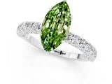 White gold Marquise Cut Diamond Pavé Band Solitaire Ring with Prong Setting_1