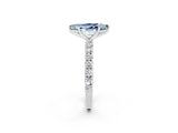 White gold Marquise Cut Diamond Pavé Band Solitaire Ring with Prong Setting_2