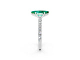 White gold Marquise Cut Diamond Pavé Band Solitaire Ring with Prong Setting_2