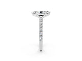 White gold Marquise Cut Diamond Pavé Band Solitaire Ring with Prong Setting_2
