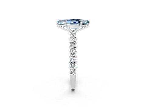 White gold Marquise Cut Diamond Pavé Band Solitaire Ring with Prong Setting_2