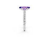 White gold Marquise Cut Diamond Pavé Band Solitaire Ring with Prong Setting_2