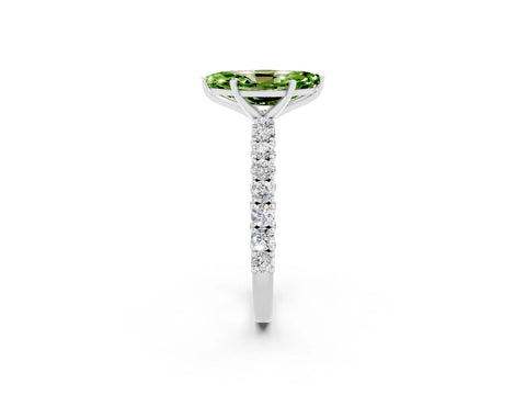 White gold Marquise Cut Diamond Pavé Band Solitaire Ring with Prong Setting_2