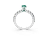 White gold Marquise Cut Diamond Pavé Band Solitaire Ring with Prong Setting_3