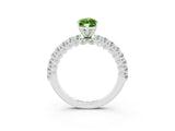 White gold Marquise Cut Diamond Pavé Band Solitaire Ring with Prong Setting_3