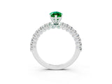 White gold Marquise Cut Diamond Pavé Band Solitaire Ring with Prong Setting_3
