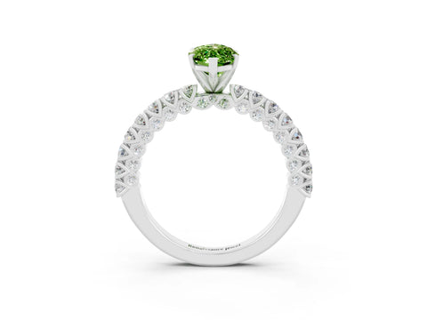 White gold Marquise Cut Diamond Pavé Band Solitaire Ring with Prong Setting_3