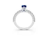 White gold Marquise Cut Diamond Pavé Band Solitaire Ring with Prong Setting_3