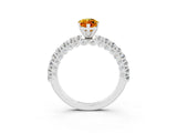 White gold Marquise Cut Diamond Pavé Band Solitaire Ring with Prong Setting_3