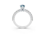 White gold Marquise Cut Diamond Pavé Band Solitaire Ring with Prong Setting_3