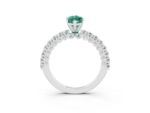 White gold Marquise Cut Diamond Pavé Band Solitaire Ring with Prong Setting_3