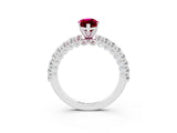 White gold Marquise Cut Diamond Pavé Band Solitaire Ring with Prong Setting_3
