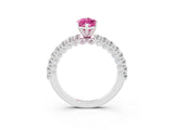 White gold Marquise Cut Diamond Pavé Band Solitaire Ring with Prong Setting_3