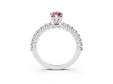 White gold Marquise Cut Diamond Pavé Band Solitaire Ring with Prong Setting_3