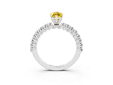 White gold Marquise Cut Diamond Pavé Band Solitaire Ring with Prong Setting_3